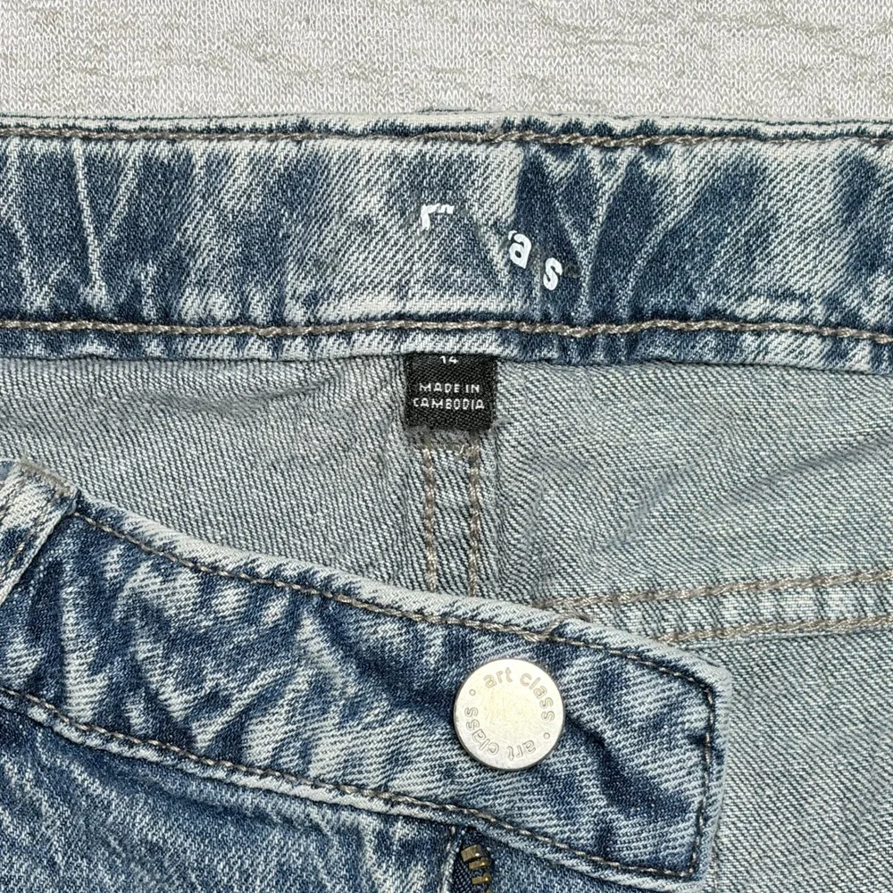 Art Class Girls Cargo Jeans 14 Blue Light Wash Wide Leg Y2K Utility Streetwear